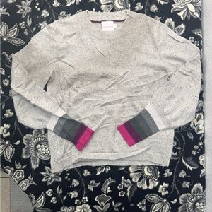 Gray and Pink Women's 100% Cashmere Sweater